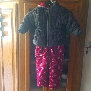 Girls 24 month winter coat and bib snow pants